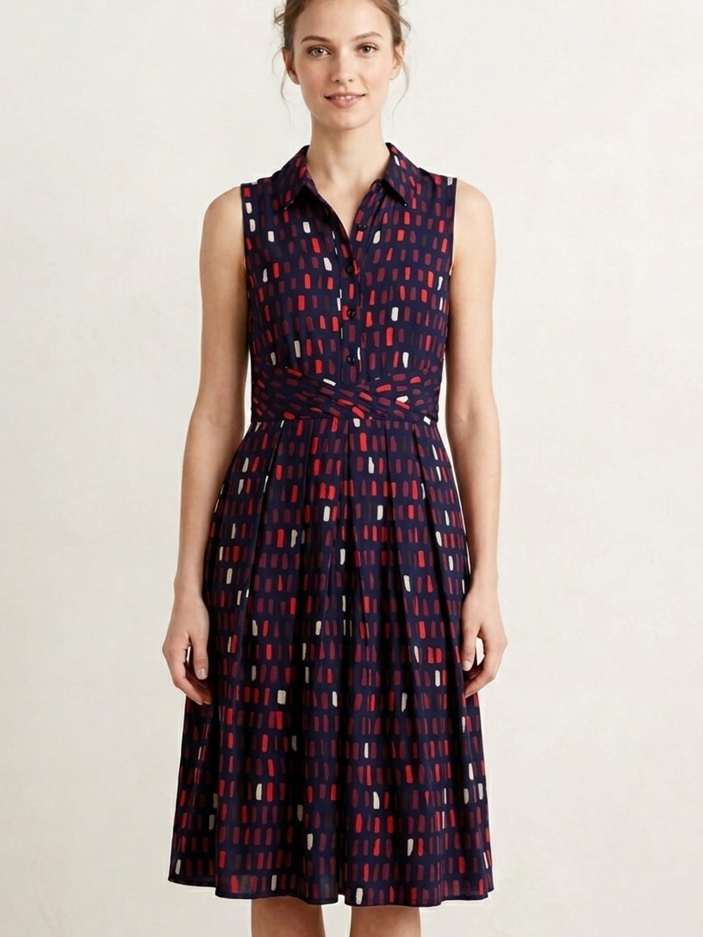 Anthropologie NWT 11.1 Tylho Printed Pleated Shirt Dress Size Medium Boho Chic